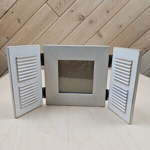 Shutter-Style Wood Picture Frame Distressed White Finish Cottage Country Rustic